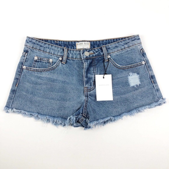Blank Paige Jean Shorts Cutoff Distressed Medium Wash Denim NWT - Picture 1 of 10